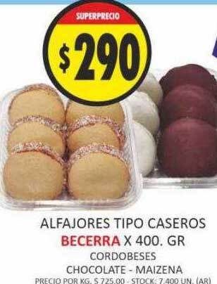 Supermercados Becerra Alfajores tipo caseros becerra oferta