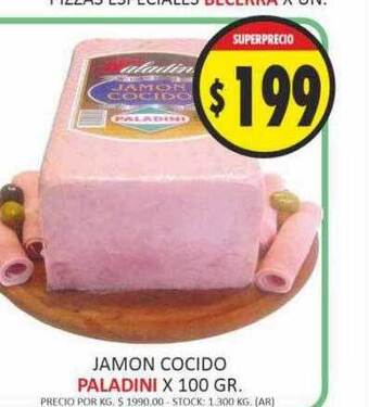 Supermercados Becerra Jamon cocido paladini oferta