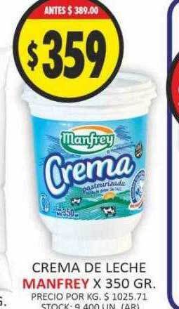 Supermercados Becerra Crema de leche manfrey oferta