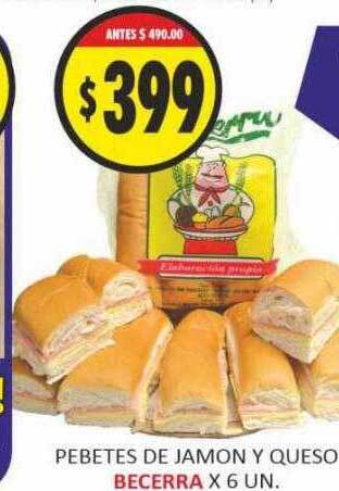 Supermercados Becerra Pebetes de jamon y queso becerra oferta