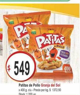 Supermercados Becerra Patitas de pollo granja del sol oferta