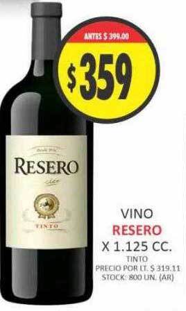Supermercados Becerra Vino resero oferta