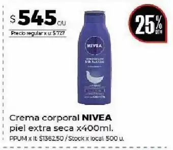 Disco Crema corporal nivea 400ml oferta