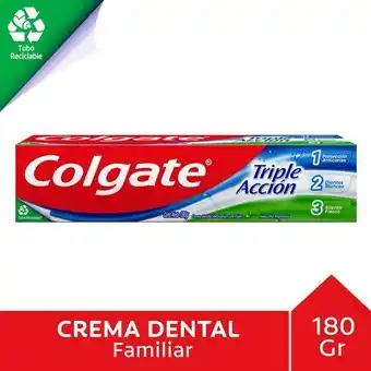 Carrefour Crema dental colgate triple acción tubo reciclable 180 g. oferta