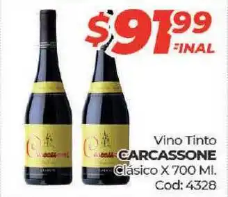 Diarco CARCASSONE Vino Tinto Clásico X 700 Ml. oferta