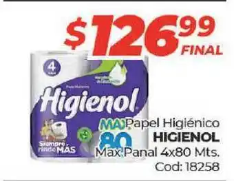Diarco HIGIENOL Papel Higiénico Max Panal 4x80 Mts. oferta