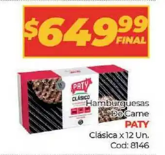 Diarco PATY Hamburguesas De Carne 12 Un. oferta
