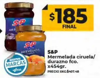 Supermayorista Vital S&p mermelada ciruela durazno fco oferta