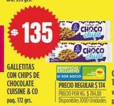 Supermercados Vea Galletitas con chips de chocolate cuisine & co oferta