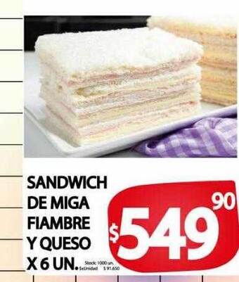 Supermercados Mariano Max Sandwich de miga fiambre y queso oferta