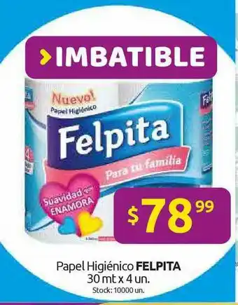 Felpita Papel Higiénico 30mt x 4un