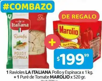 Cordiez La Italiana 1 Ravioles Pollo Y Espinaca X 1kg+ Marolio 1 Puré De Tomate x 520gr oferta