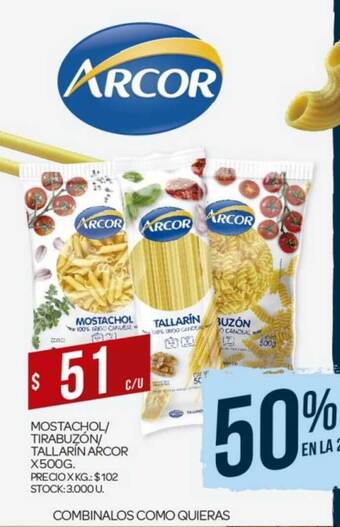Supermercados DIA Arcor Mostachol Tirabuzon Tallarín x 500g oferta