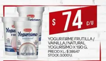 Supermercados DIA La Serenisima Yogurísimo Yogur Firme Frutilla/ Vainilla/ Natural x 190g oferta