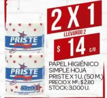 Supermercados DIA Priste Papel Higiénico Simple Hoja x 1u oferta