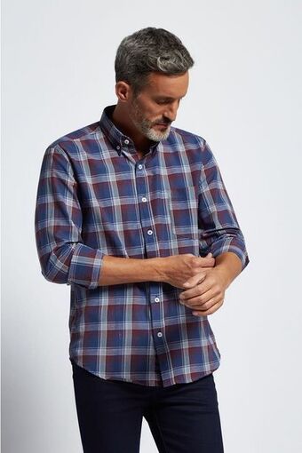 Macowens Camisa a cuadros azul marino oferta