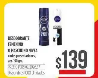 Supermercados Vea Nivea Desodorante Femenino O Masculino 150grs oferta