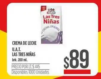 Supermercados Vea Las Tres Niñas Crema De Leche U.a.t 200ml oferta