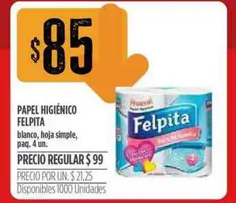 Supermercados Vea Felpita Papel Higiénico 4un oferta