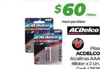 Diarco ACDELCO Pilas Alcalinas AAA Blister x 2 Un. oferta