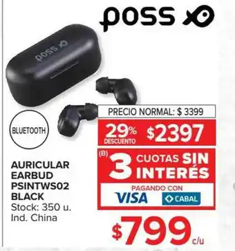 Carrefour Poss Auricular Earbud PSINTWS02 Black oferta