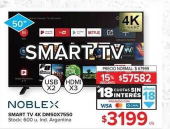Carrefour Noblex Smart Tv 4k DM50X7550 oferta