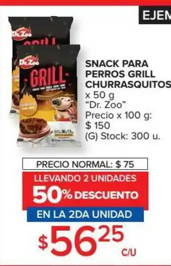 Carrefour Dr. Zoo Snack Para Perros Grill Churrasquitos x 50g oferta
