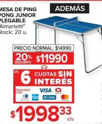 Carrefour Aimartetti Mesa De Ping Pong Junior Plegable oferta