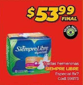 Diarco SIEMPRE LIBRE Toallas Femeninas Especial 8x7 oferta