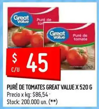 Walmart Great Value Puré Tomates x 520g oferta