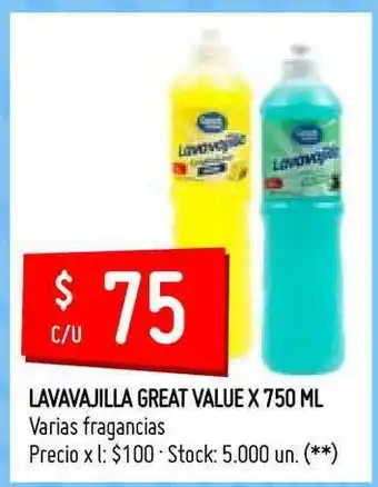 Walmart Great Value Lavavajilla x 750ml oferta