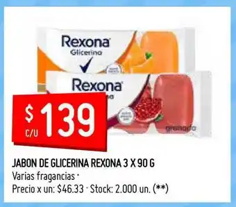 Walmart Rexona Jabon De Glicerina 3 x 90g oferta