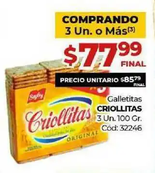 Diarco Criollitas Galletitas 3un. 100gr oferta