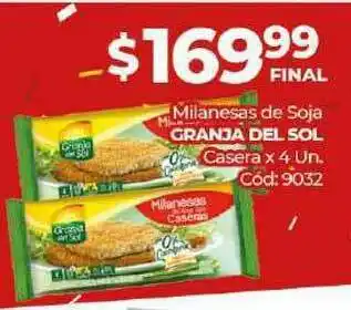 Diarco Granja Del Sol Milanesas De Soja Casera x 4un oferta