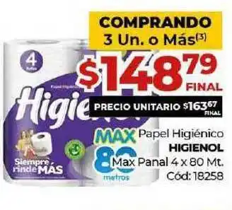 Diarco Higienol Max Panal Papel Higiénico 4 x 80mt oferta