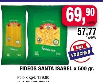 Maxiconsumo Fideos Santa Isabel x 500 gr oferta