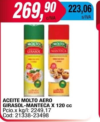 Maxiconsumo Aceite Molto Aero Girasol - Manteca x 120cc oferta
