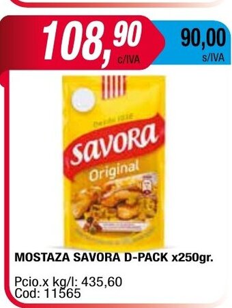 Maxiconsumo Mostaza Savora D-Pack x 250gr oferta