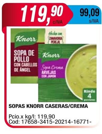 Maxiconsumo Sopas Knorr Caseras/Crema oferta