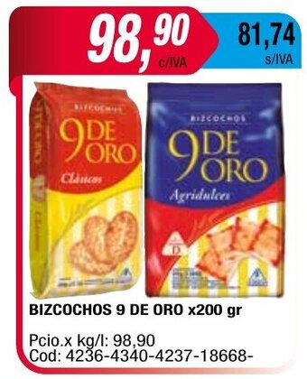 Maxiconsumo Bizcochos 9 de Oro x 200gr oferta