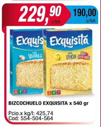 Maxiconsumo Bizcochuelo Exquisita x 540 gr oferta