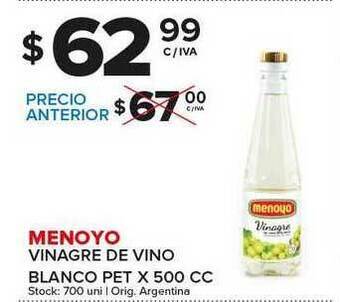 Carrefour Maxi Menoyo Vinagre De Vino Blanco Pet x 500cc oferta