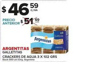 Carrefour Maxi Argentitas Galletitas Crackers De Agua 3 x 102 Grs oferta