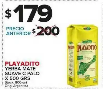 Carrefour Maxi Playadito Yerba Mate Suave C Palo X 500 Grs oferta