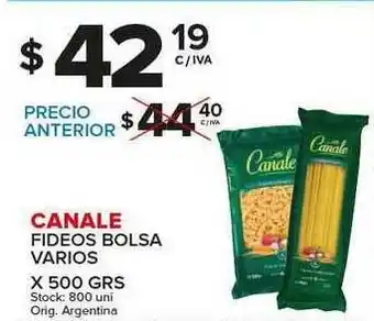 Carrefour Maxi Canale Fideos Bolsa Varios X 500 Grs oferta