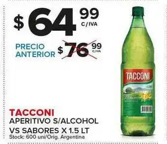 Carrefour Maxi Tacconi Aperitivo S/Alcohol VS Sabores X 1.5 Lt oferta
