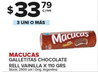 Carrefour Maxi Macucas Galletitas Chocolate Rell Vainilla X 110 Grs oferta