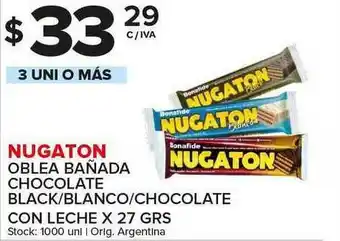Carrefour Maxi Nugaton Oblea Bañada Chocolate Black-Blanco-Chocolate Con Leche X 27 Grs oferta