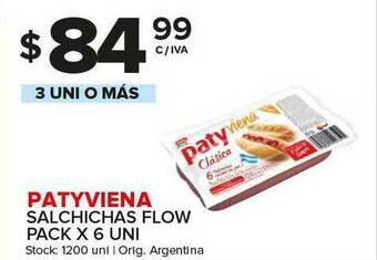 Carrefour Maxi Patyviena Salchichas Flow Pack X 6 Uni oferta