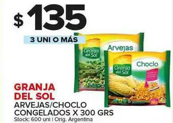 Carrefour Maxi Granja Del Sol Arvejas-Choclo Congelados X 300 Grs oferta